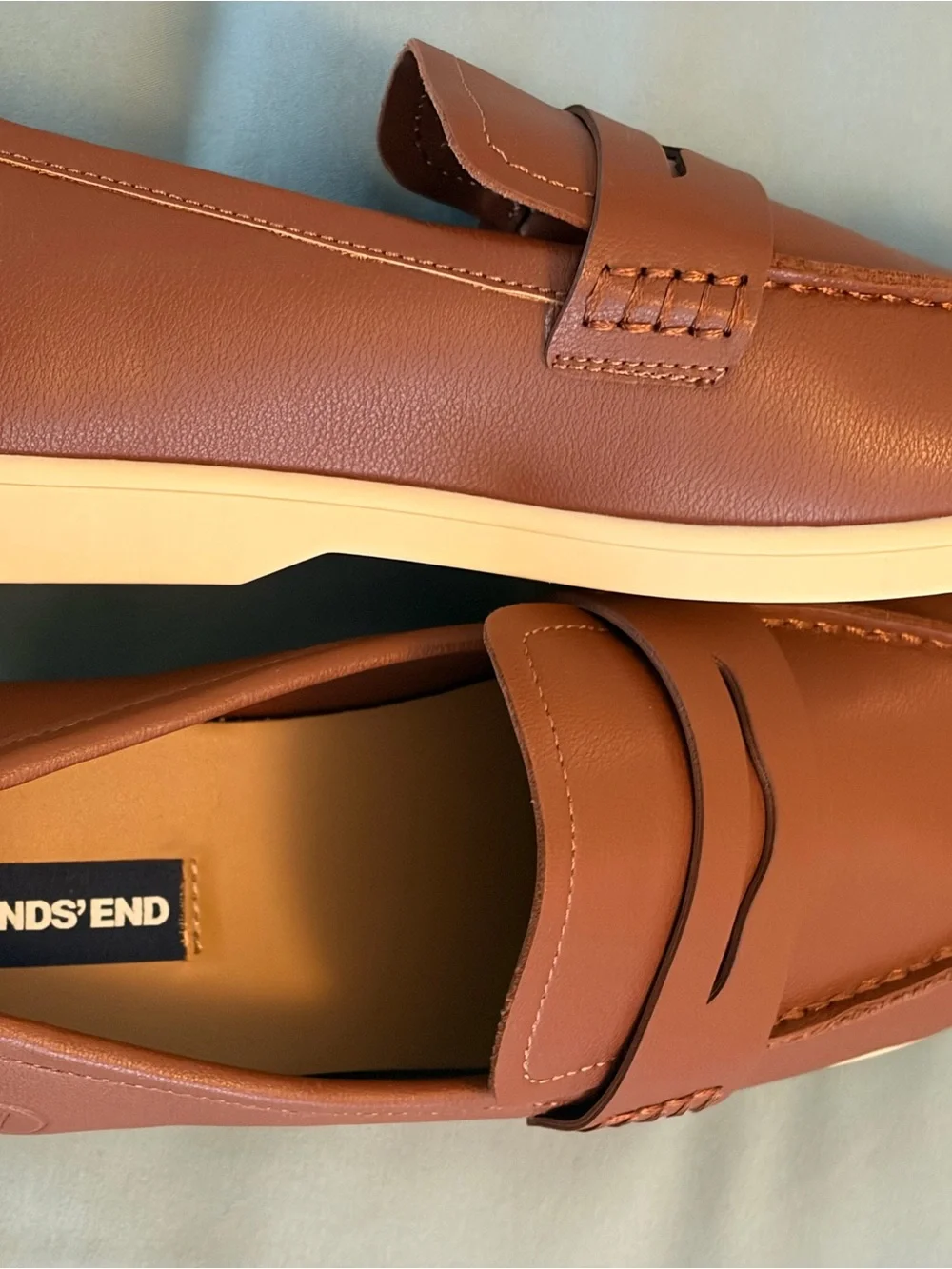 Lands' End Boy’s Tan Leather Penny Loafers size 5